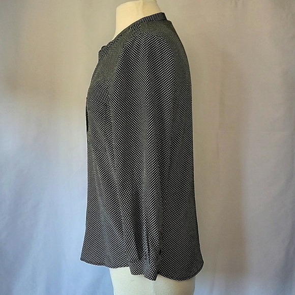 Joie Hanelli Diamond Print Silk Blouse Black & White Size Small - Picture 4 of 12